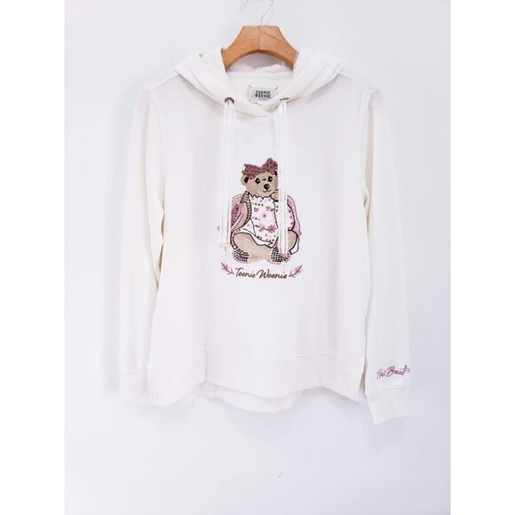 Teenie Weenie Bear Embroidered Pullover Hooded Lace Sweater Classic Women's Sz M - Picture 5 of 9